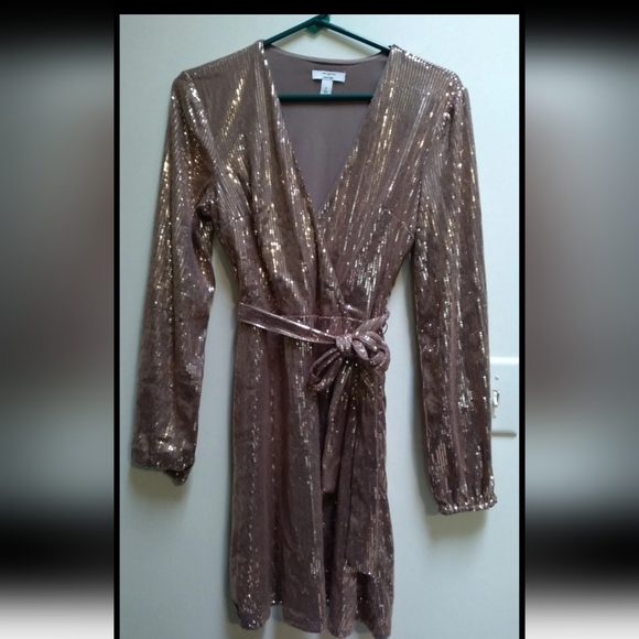 Rose Gold/Champagne Sequin Cocktail Dress Women’s Size Small - Picture 9 of 11